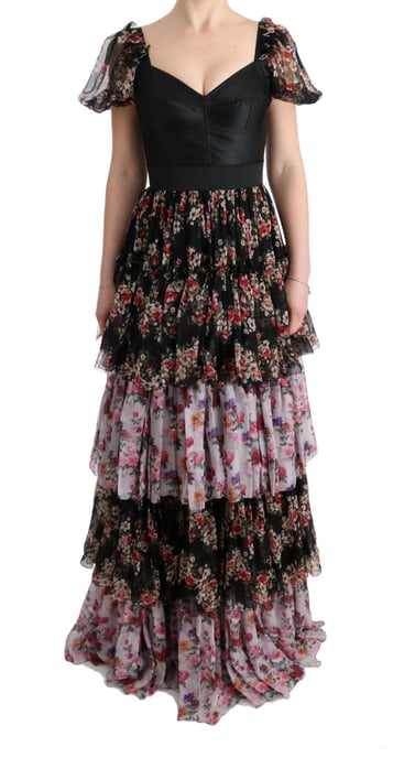Vestido Maxibolero de Seda con Estampado Floral - Image 1