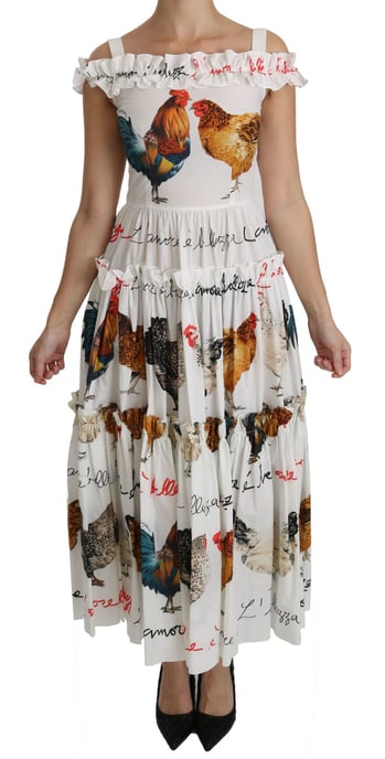 Vestido Midi con Estampado de Pollos y Volantes en Capas - Image 1