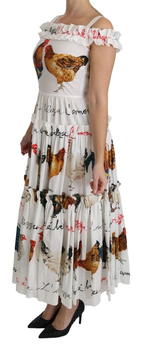 Vestido Midi con Estampado de Pollos y Volantes en Capas - Image 3