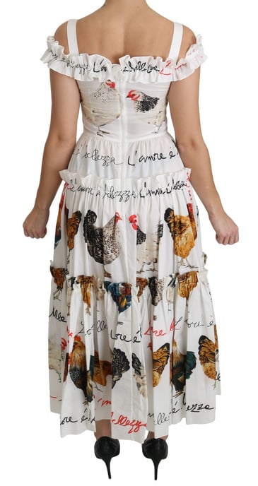 Vestido Midi con Estampado de Pollos y Volantes en Capas - Image 4