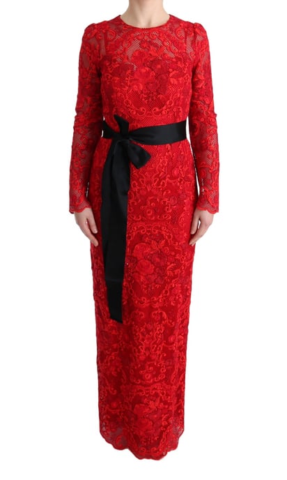 Vestido Maximal Rojo de Encaje Dolce Gabbana - Image 1