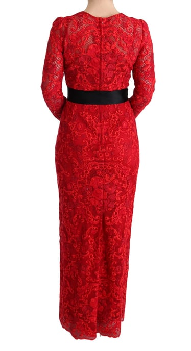 Vestido Maximal Rojo de Encaje Dolce Gabbana - Image 3
