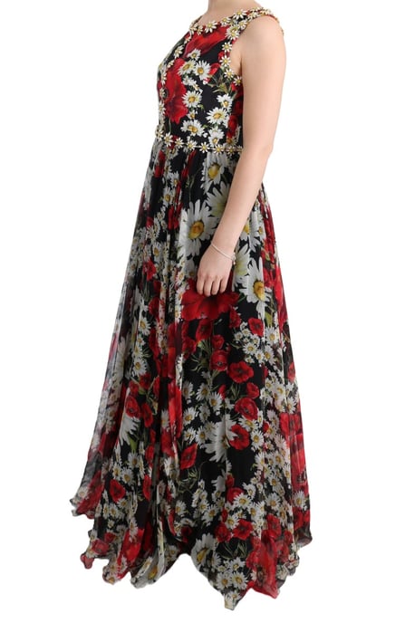 Vestido Maxi Aline de Chifón de Seda con Estampado Floral - Image 3