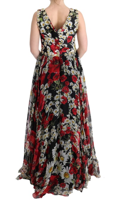 Vestido Maxi Aline de Chifón de Seda con Estampado Floral - Image 4