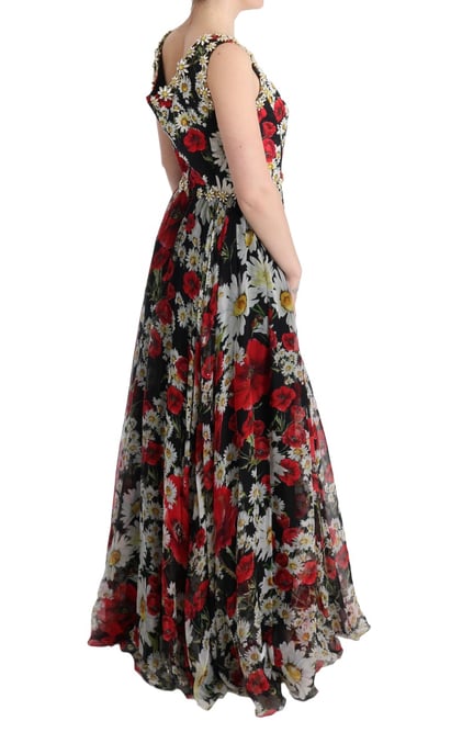 Vestido Maxi Aline de Chifón de Seda con Estampado Floral - Image 5