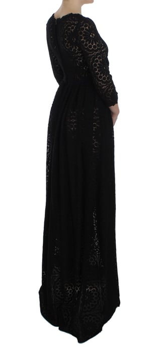 Vestido Largo de Encaje Negro con Manga 3/4 - Image 4