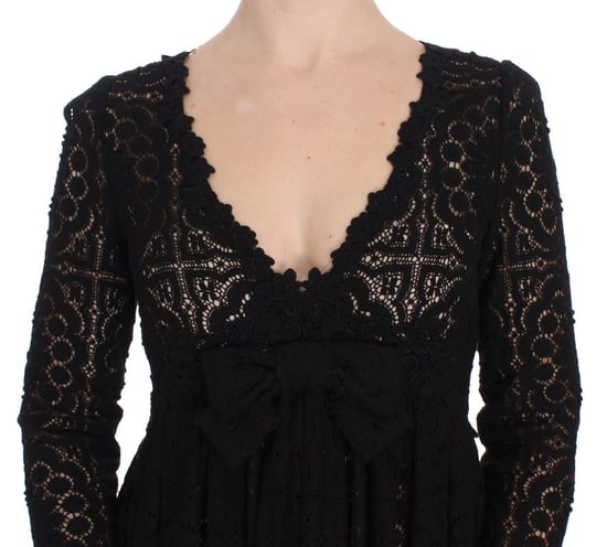 Vestido Largo de Encaje Negro con Manga 3/4 - Image 5