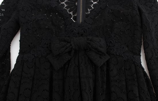 Vestido Largo de Encaje Negro con Manga 3/4 - Image 6