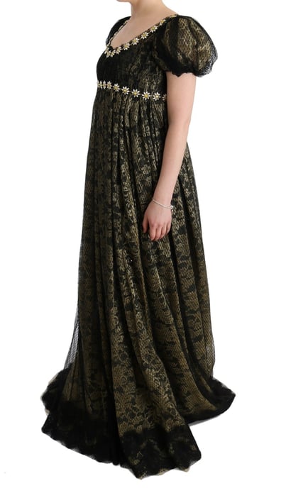 Vestido de Noche de Encaje con Margaritas Bordadas - Image 2