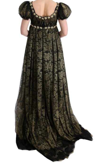Vestido de Noche de Encaje con Margaritas Bordadas - Image 3