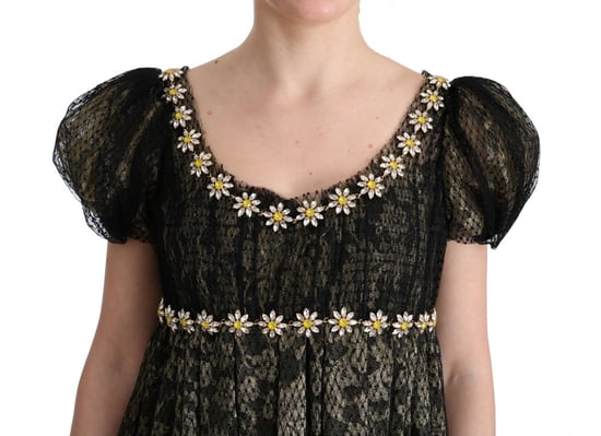 Vestido de Noche de Encaje con Margaritas Bordadas - Image 5