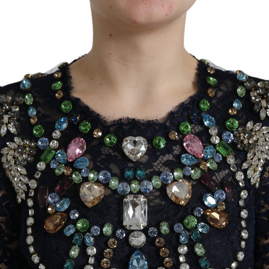Vestido largo de encaje floral azul cristal de Dolce & Gabbana - Image 3