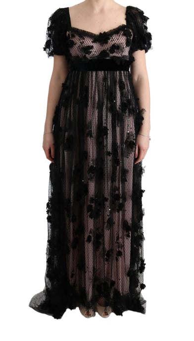 Vestido de Manga Larga con Apliques Florales - Image 1
