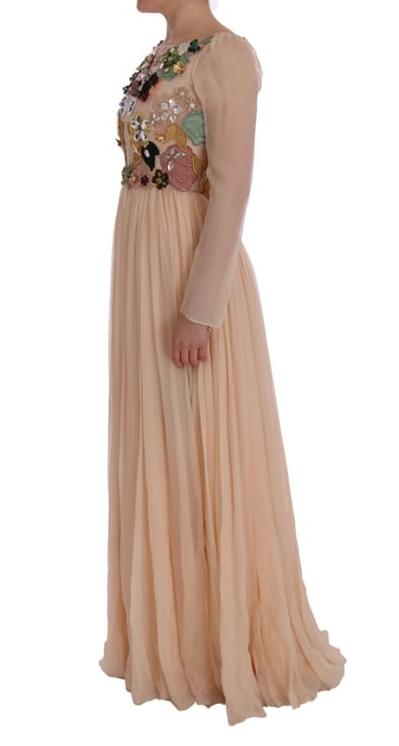 Vestido Largo de Manga Larga con Adornos Florales - Image 2