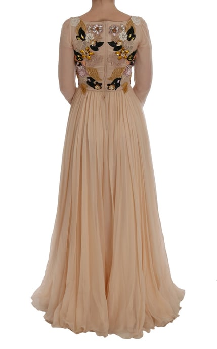 Vestido Largo de Manga Larga con Adornos Florales - Image 3