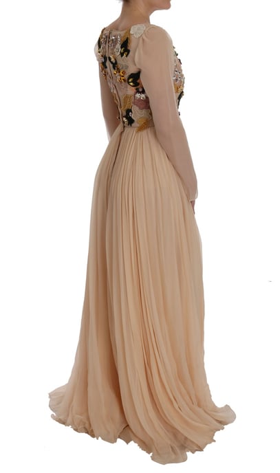 Vestido Largo de Manga Larga con Adornos Florales - Image 4