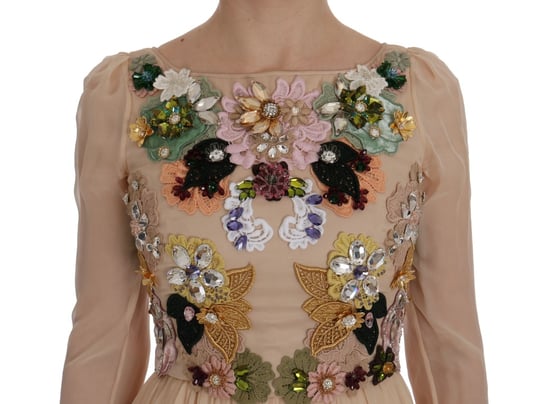 Vestido Largo de Manga Larga con Adornos Florales - Image 5