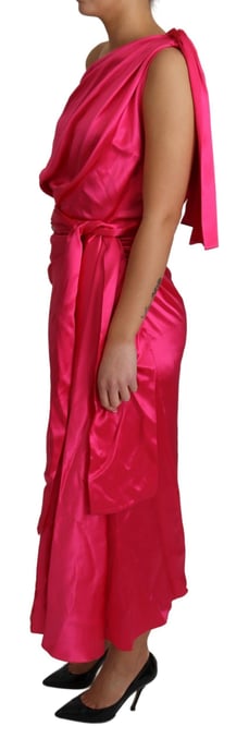 Vestido Midi de Satén con Un Hombro y Cierre - Image 3