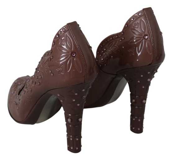 Zapatos CENICIENTA de Tacones Cristalinos Florales Marrones de Dolce & Gabbana - Image 6