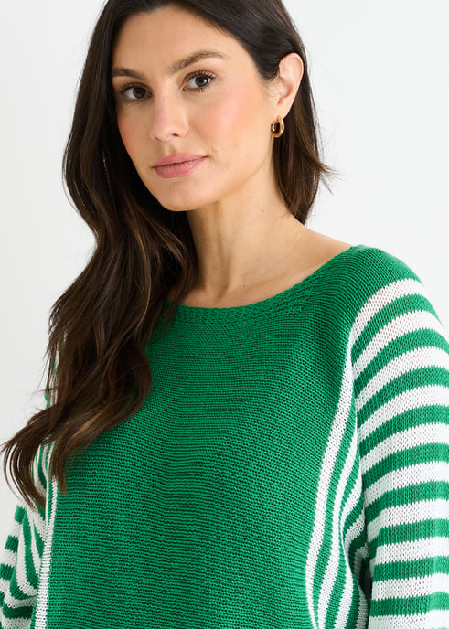 Jersey con mangas de murciélago y estampado de rayas verdes - Image 2