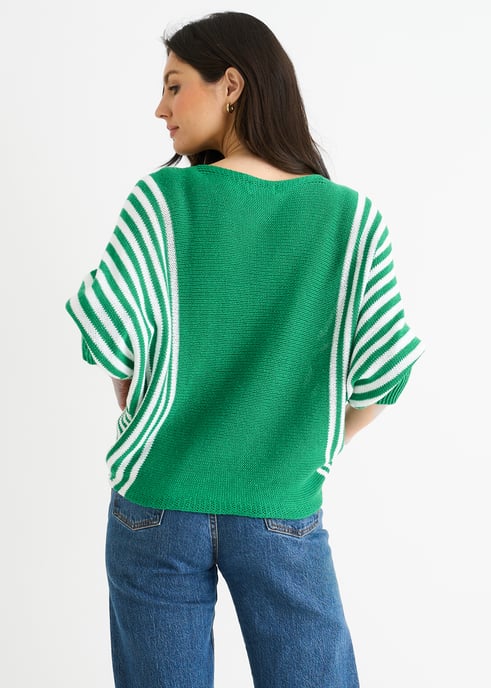 Jersey con mangas de murciélago y estampado de rayas verdes - Image 4