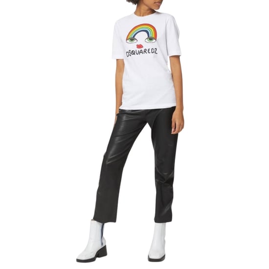Camiseta Blanca Con Estampado Arcoíris De Dsquared2 - Image 4