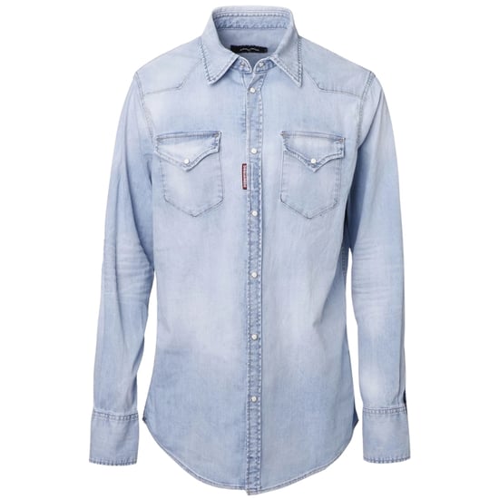 Camisa Vaquera Azul Desgastada Estilo Western Clásico De Dsquared2 - Image 1