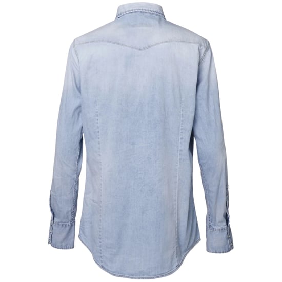 Camisa Vaquera Azul Desgastada Estilo Western Clásico De Dsquared2 - Image 2