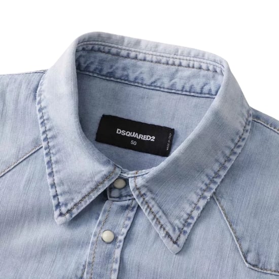 Camisa Vaquera Azul Desgastada Estilo Western Clásico De Dsquared2 - Image 4