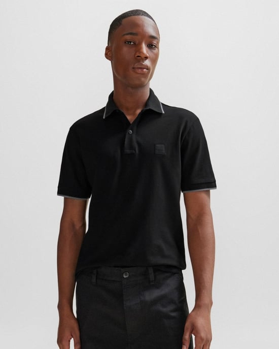 Polo de manga corta BOSS Orange Passertip para hombre con cuello de contraste - Image 1
