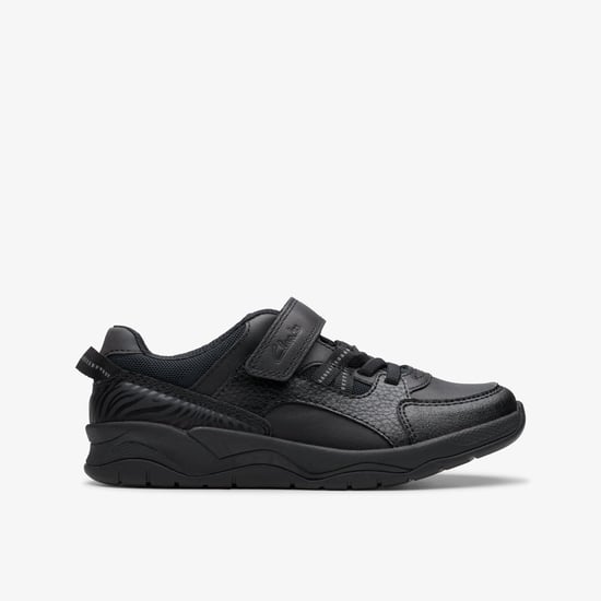 Zapatos de cuero negro para niños Clowder Stripe - Image 1