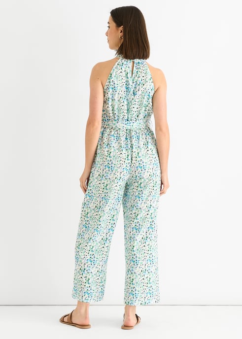 Mono azul con estampado floral y cuello halter - Image 4