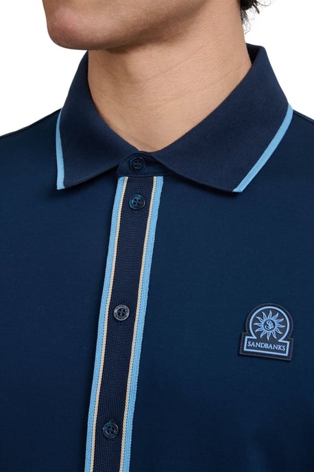 SANDBANKS CONTRAST TIPPED PLACKET POLO NAVY - Image 4