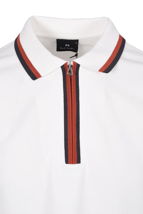PAUL SMITH REG FIT ZIP POLO SHIRT OFF WHITE - Image 2