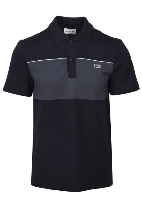 LACOSTE BLOCK COLOUR POLO SHIRT BLACKBIRD/GRAPE - Image 1