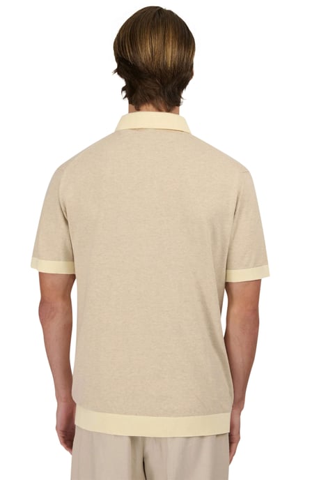 Sandbanks 3-Button Knitted Polo STONE - Image 3