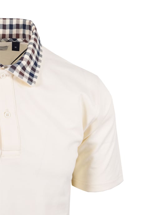 AQUASCUTUM CLUB CHECK COLLAR POLO OLD WHITE - Image 3