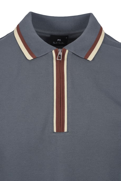 PAUL SMITH REG FIT ZIP POLO GREY - Image 2