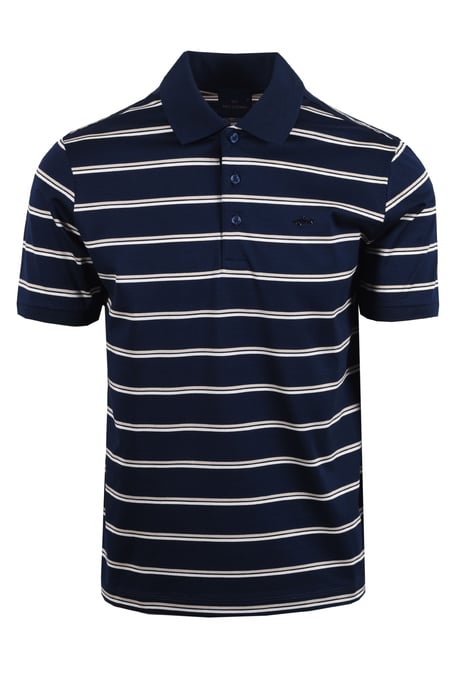 Paul & Shark POLO SHIRT NAVY BEIGE CREAM STRIPE - Image 1