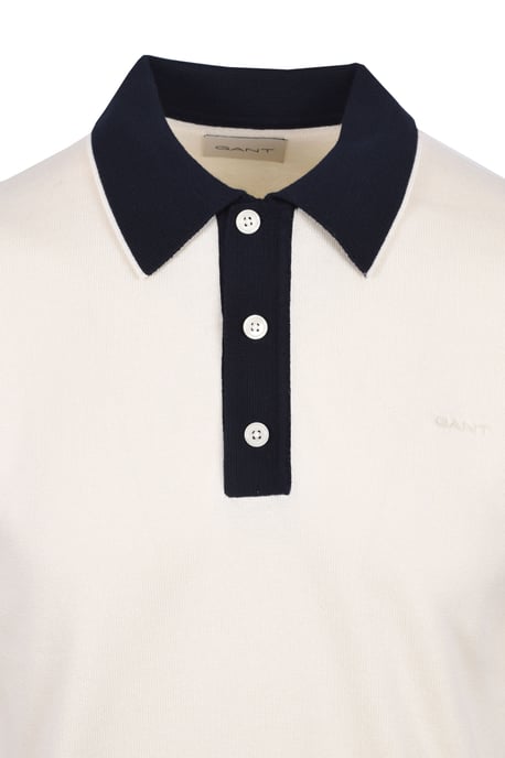 GANT COTTON MODAL KNITTED POLO CREAM - Image 2