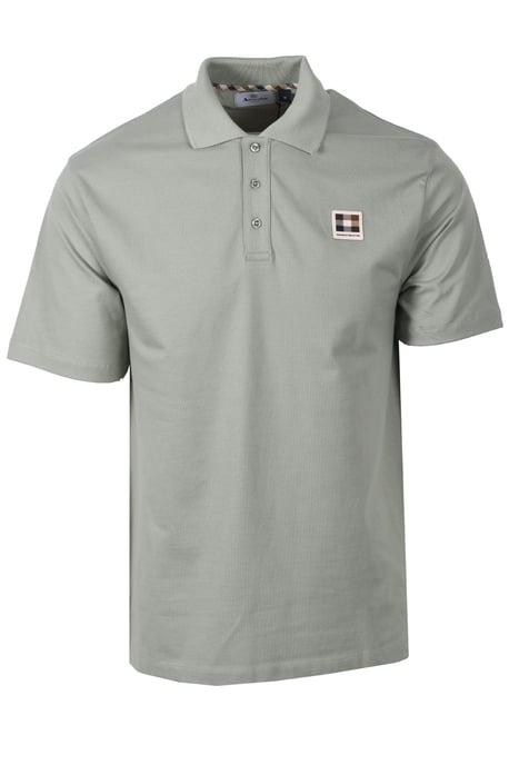 AQUASCUTUM CHECK POLO SHIRT SALVIA - Image 1