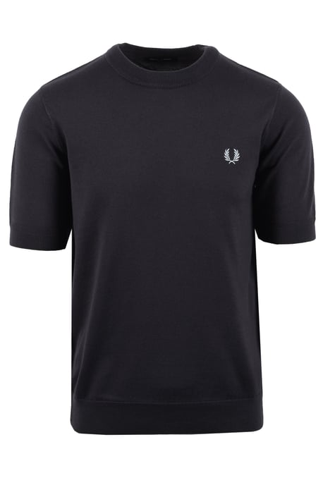 FRED PERRY COTTON KNITTED T-SHIRT ANCHOR GREY - Image 1