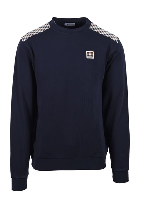 AQUASCUTUM LAMINA CREWNECK SWEATSHIRT NAVY - Image 1