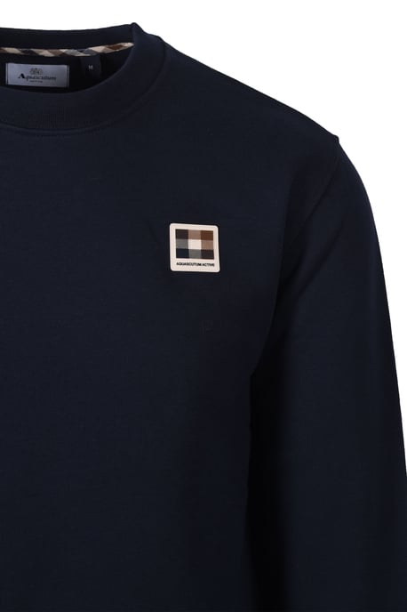 AQUASCUTUM BADGE CREWNECK SWEATSHIRT NAVY - Image 2
