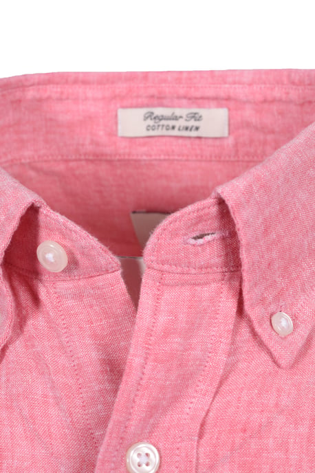 GANT REG COTTON LINEN SHORT SLEEVE SHIRT ROSE PINK - Image 3