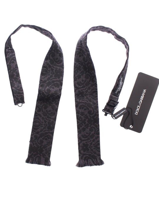 Corbata de moño de lana y seda negra y gris de Dolce & Gabbana - Image 6