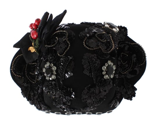 Sombrero Cloche para Mujer Elegante en Negro Adornado con Cristales de Dolce & Gabbana - Image 3