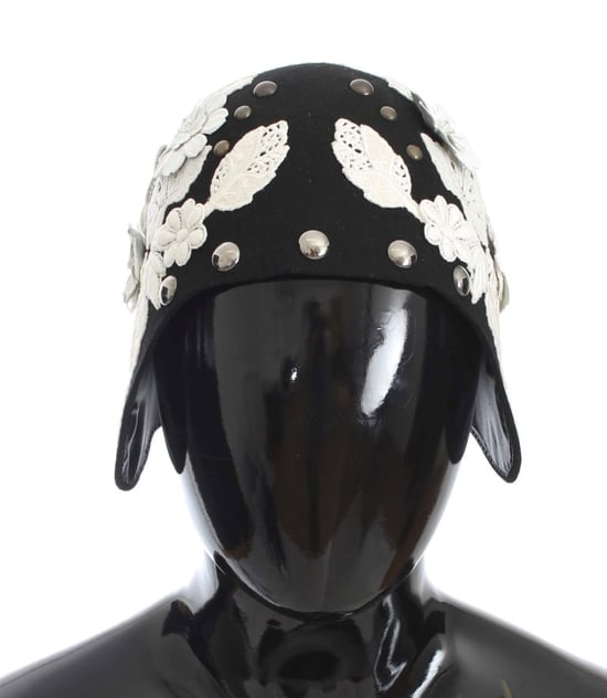 Sombrero Cloche de Lana Floral Negro Elegante para Mujer de Dolce & Gabbana - Image 2