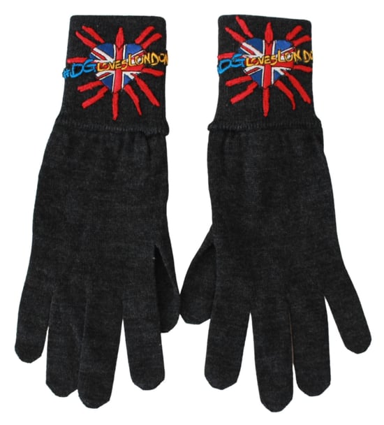 Guantes de lana bordados grises #DGLovesLondon de Dolce & Gabbana - Image 4