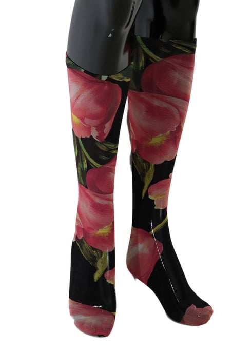 Medias de nylon con tulipanes florales multicolor de Dolce & Gabbana - Image 1